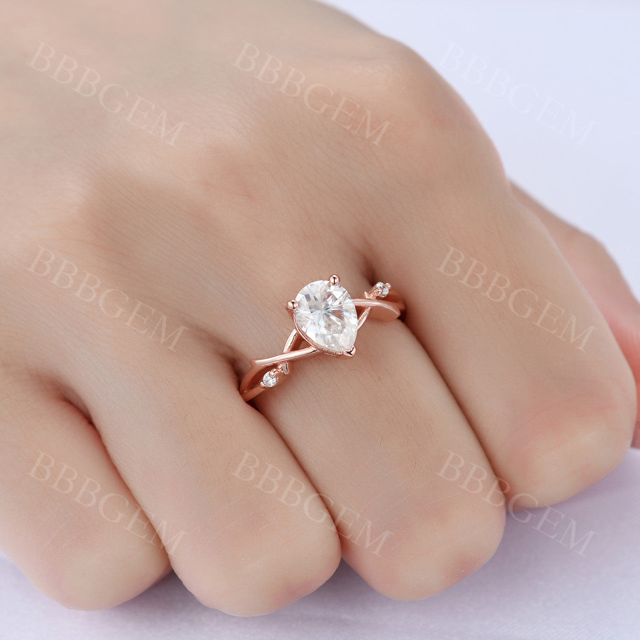 Unique Moissanite Engagement Rings-BBBGEM Rose Gold Moissanite Ring