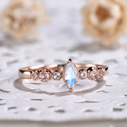 marquise moonstone engagement ring-rose gold moonstone ring