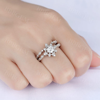 Moissanite Bridal Sets-BBBGEM Vintage Moissanite Rings