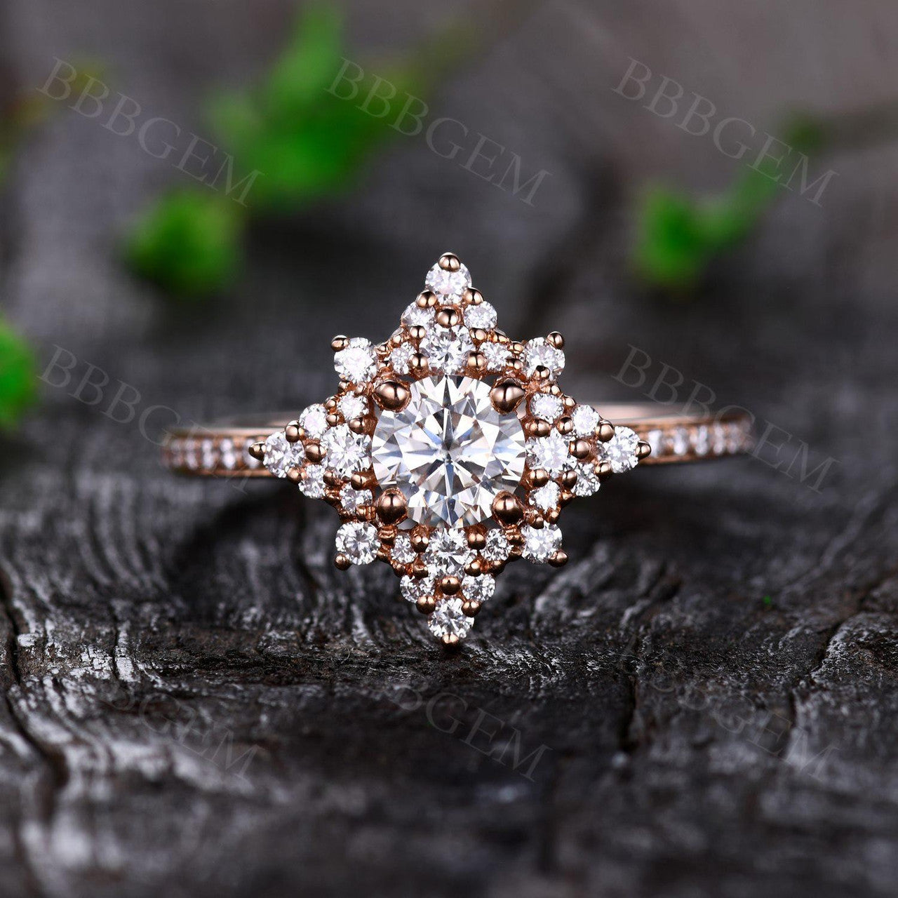 Rose Gold Moissanite Engagement Rings-BBBGEM Rose Gold Moissanite Engagement Rings