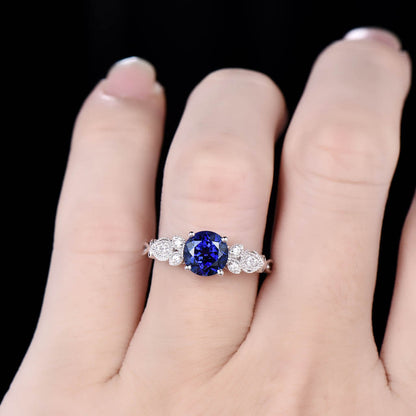 Sapphire Engagement Rings On Hand-BBBGEM Vintage Sapphire Engagement Rings