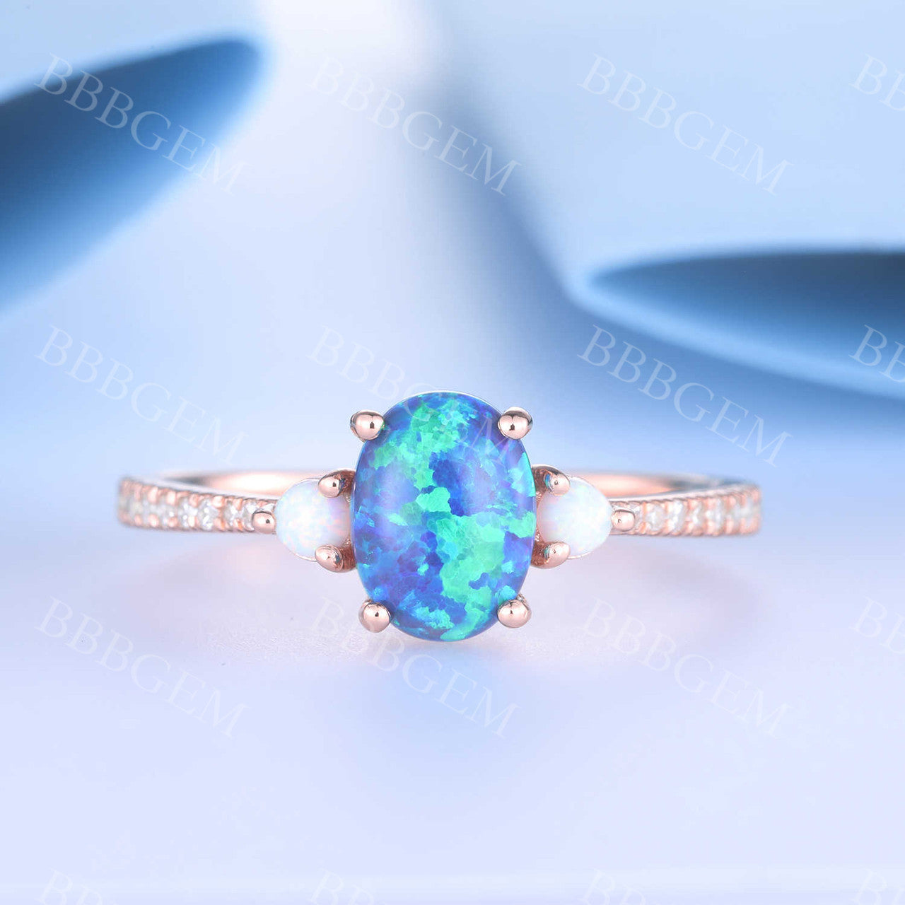 Black Opal Engagement Ring