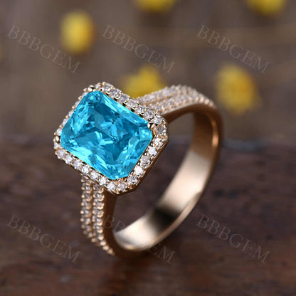 Blue Gemstone- BBBGEM Swiss Blue Topaz Wedding Rings