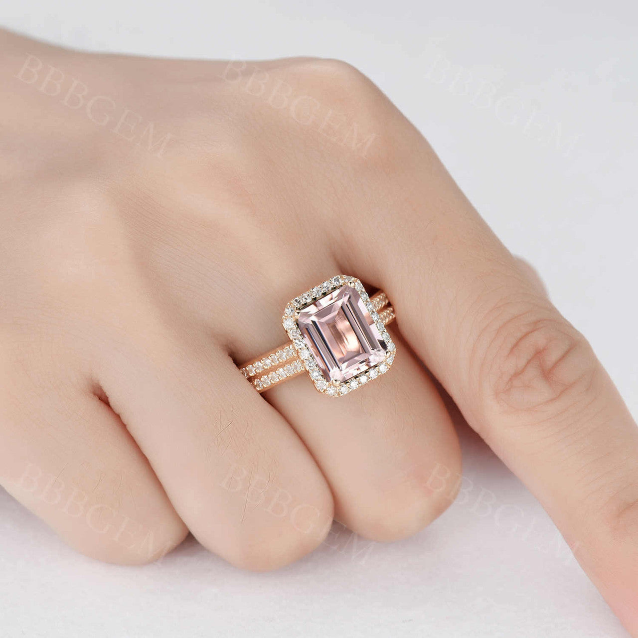 Pink Morganite Ring-BBBGEM Morganite Ring