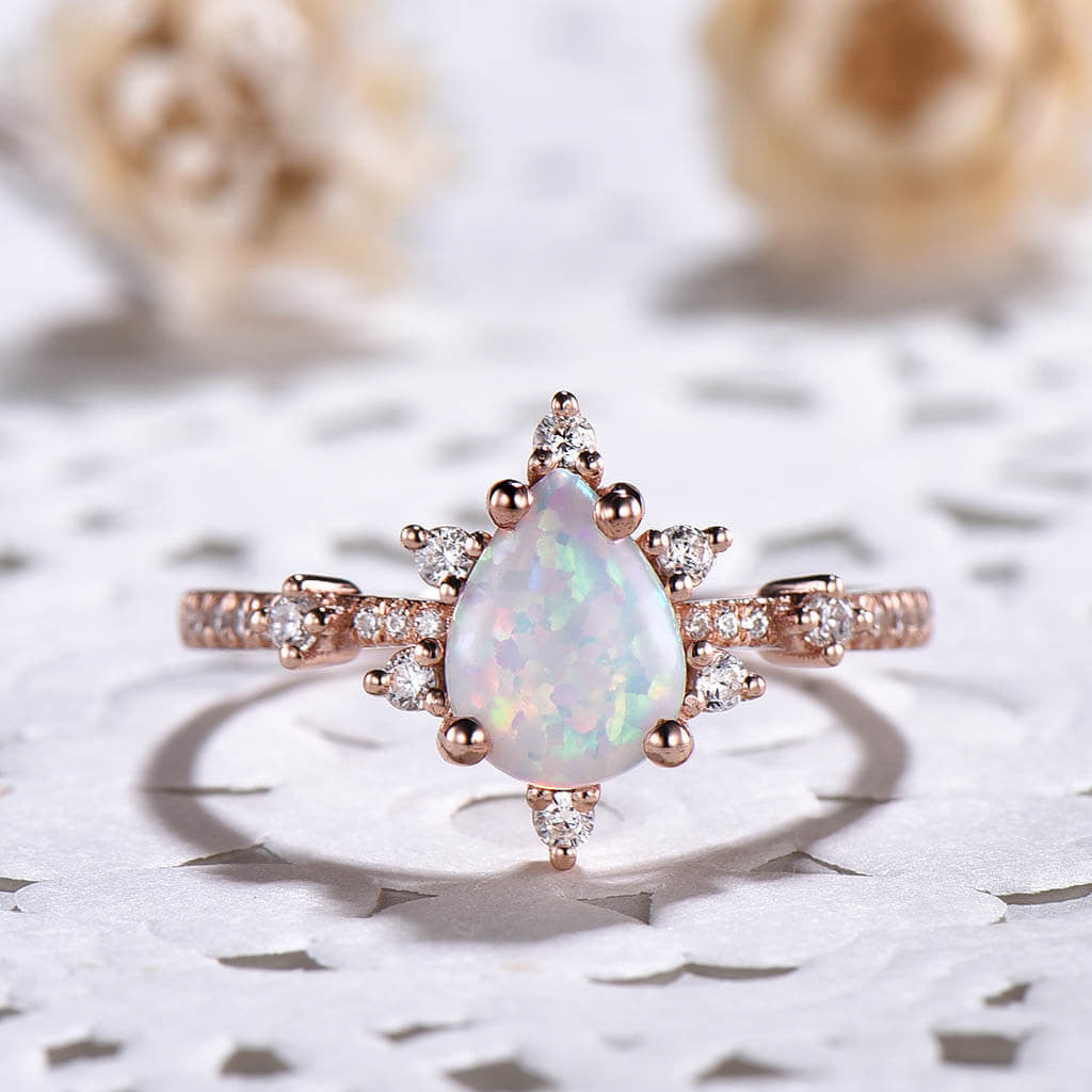 White Opal Engagement Ring Art Deco 0