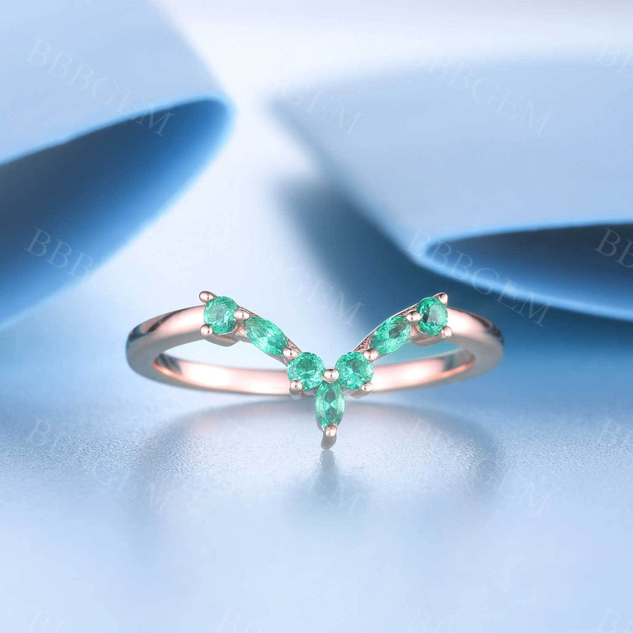 Unique Emerald Stacking Ring May Birthstone Ring