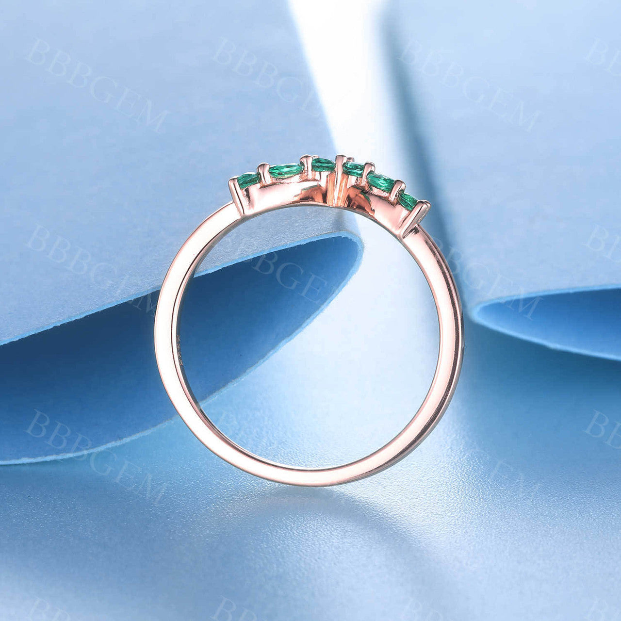 Unique Emerald Stacking Ring May Birthstone Ring