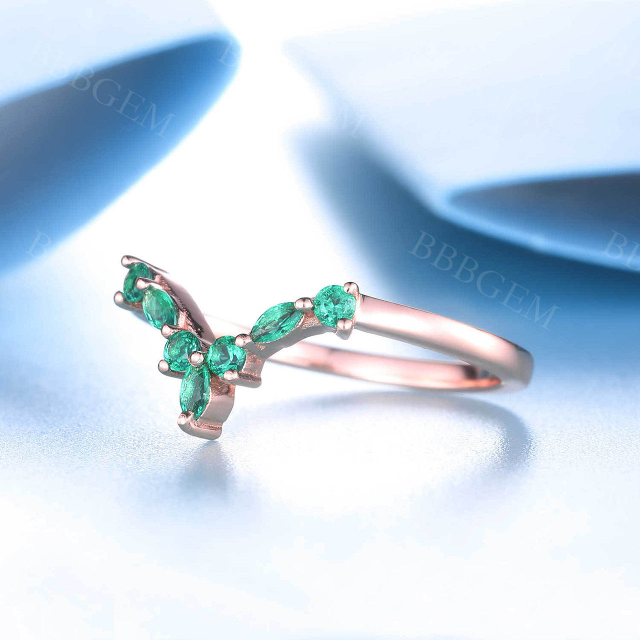 Unique Emerald Stacking Ring May Birthstone Ring