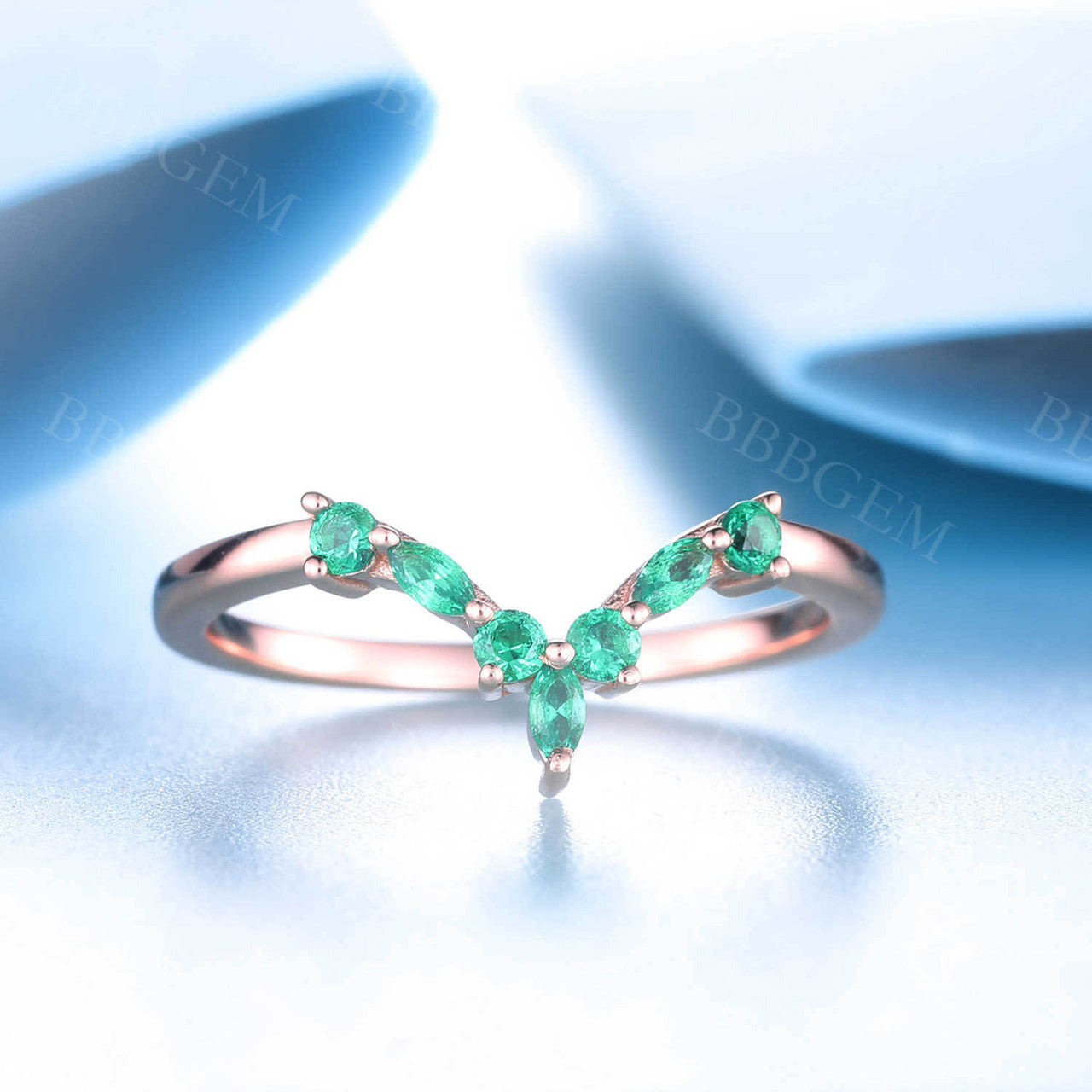 Unique Emerald Stacking Ring May Birthstone Ring