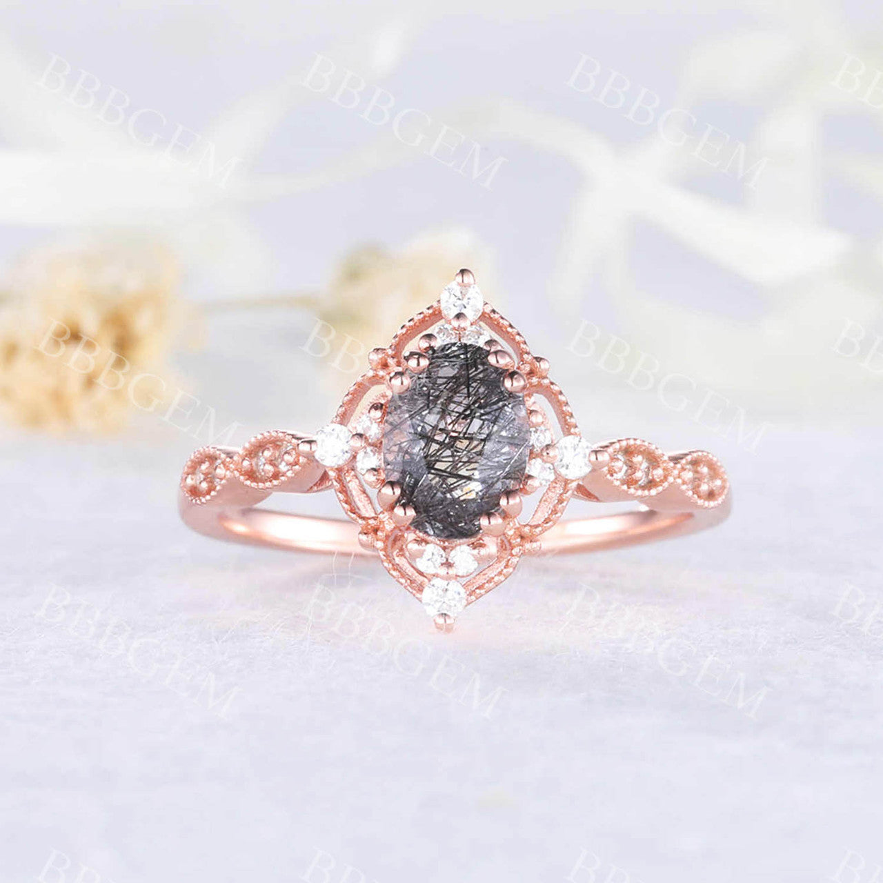 Black stone ring