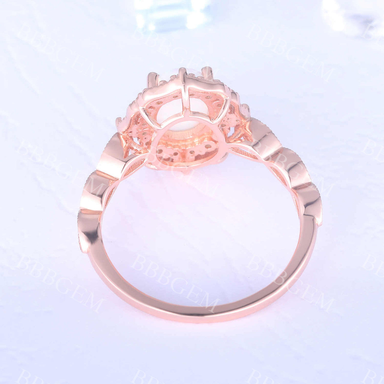 Opal Ring Vintage Opal Engagement Ring Rose Gold Art Deco Ring Women Diamond Eternity Band