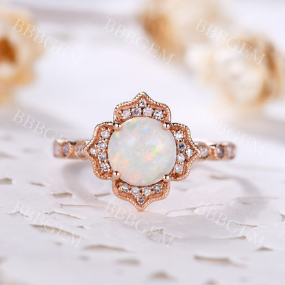 Opal Diamond Ring-BBBGEM Opal Diamond Ring