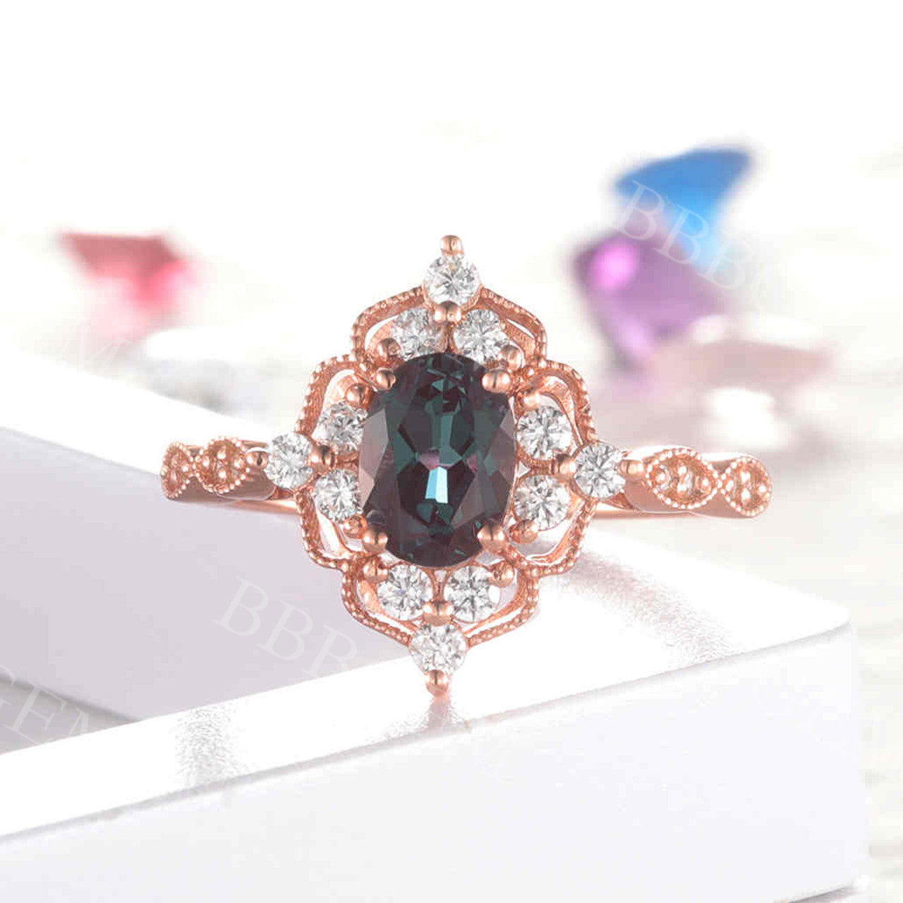 Vintage Filigree Alexandrite Engagement 03