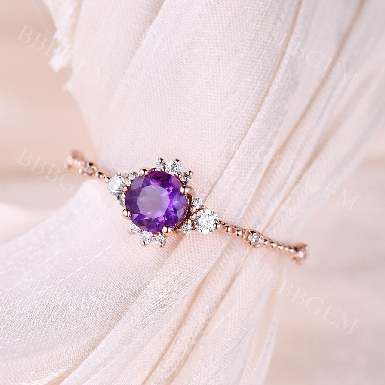 Amethyst Promise Ring-BBBGEM Amethyst Rings