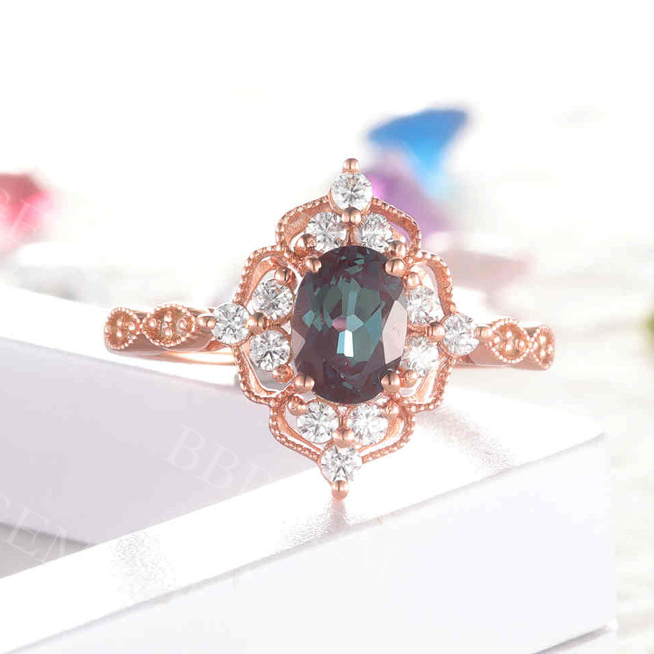 Vintage Filigree Alexandrite Engagement 05