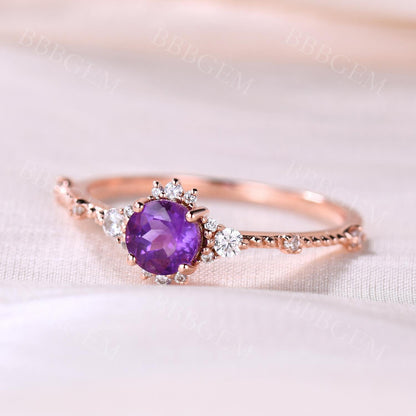 Amethyst And Diamond Band-BBBGEM Amethyst Rings