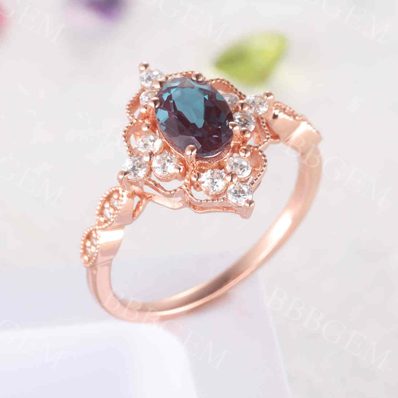 Vintage Filigree Alexandrite Engagement 07