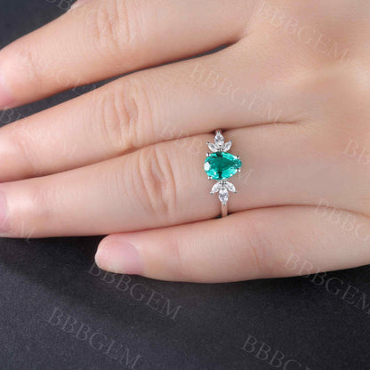 Green Emerald Engagement Ring 06