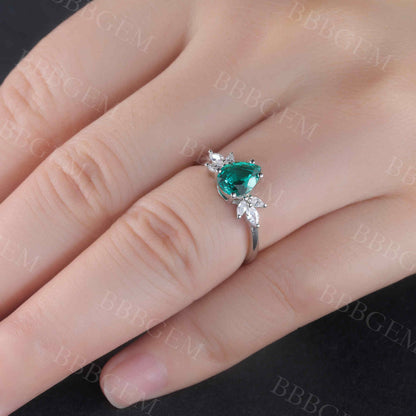 Green Emerald Engagement Ring 05