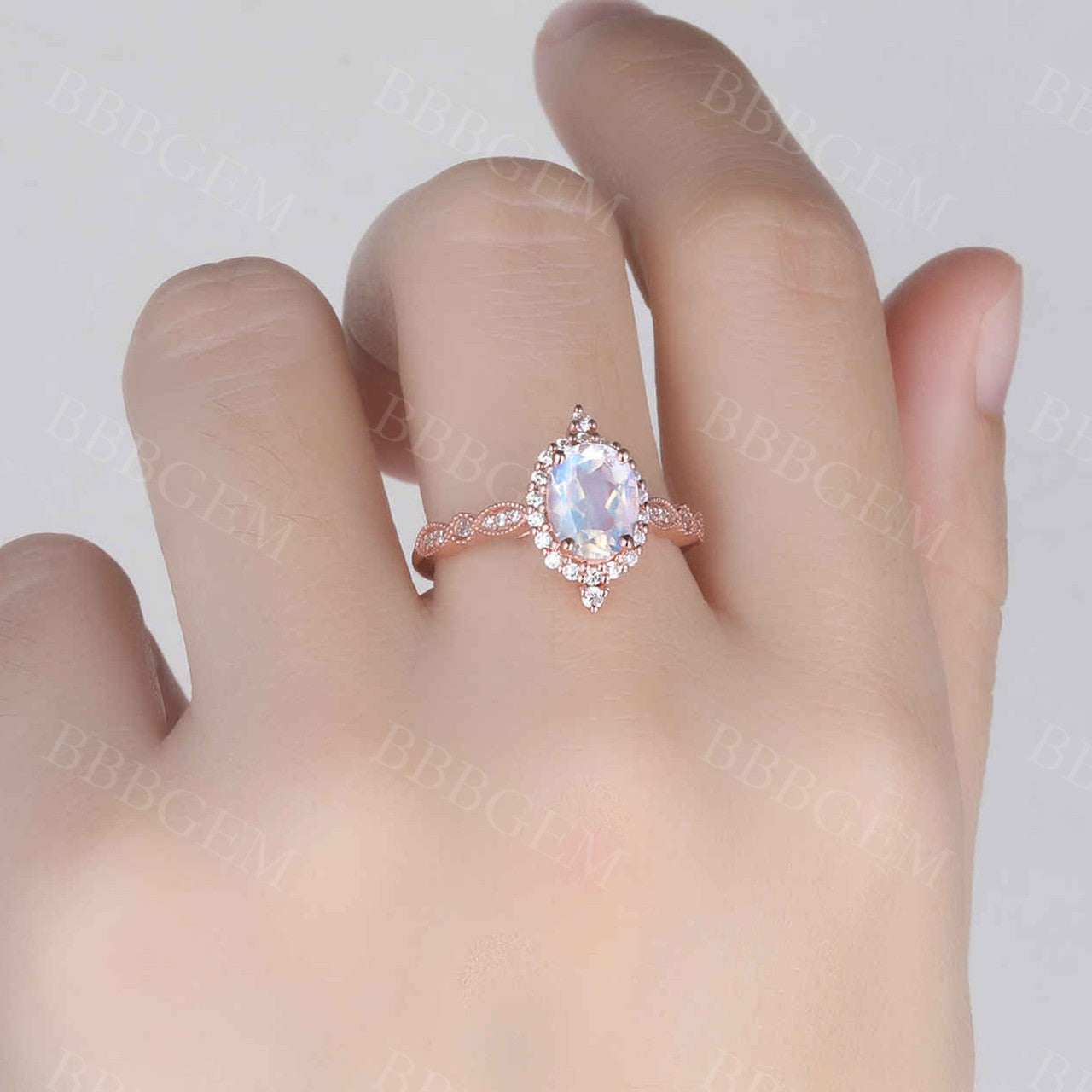 Rose Gold Moonstone Engagement Ring