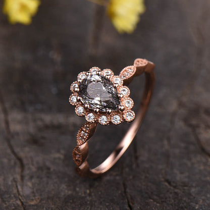 Black Rutilated Quartz ring