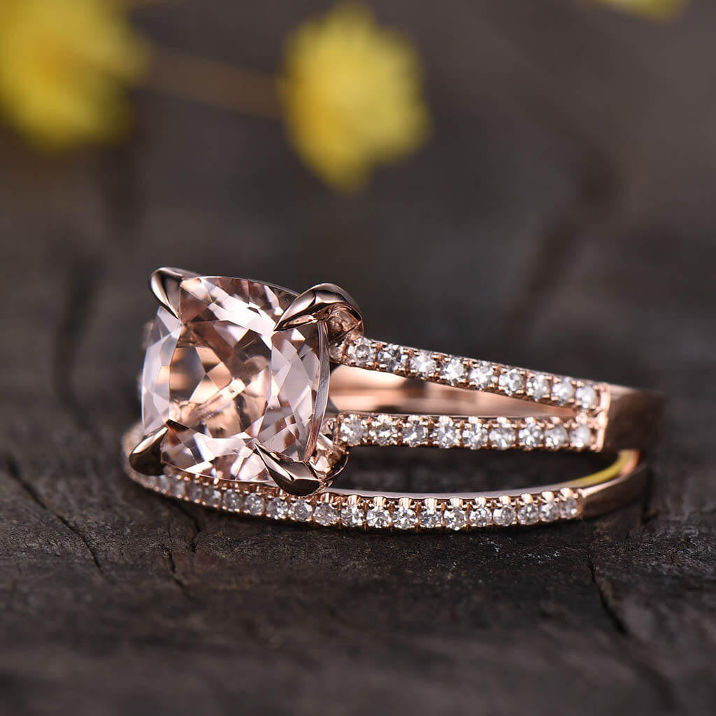 Split Shank Morganite Bridal Set 03