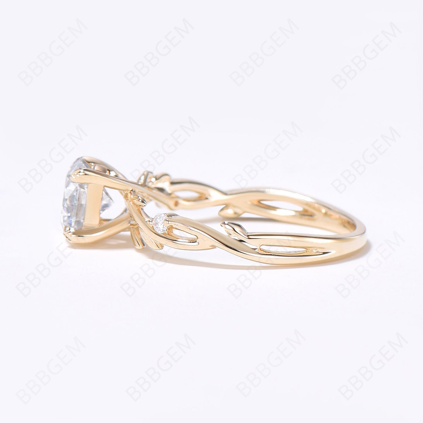 14K Gold 1CT Round Moissanite Ring Branch Vine Promise Ring