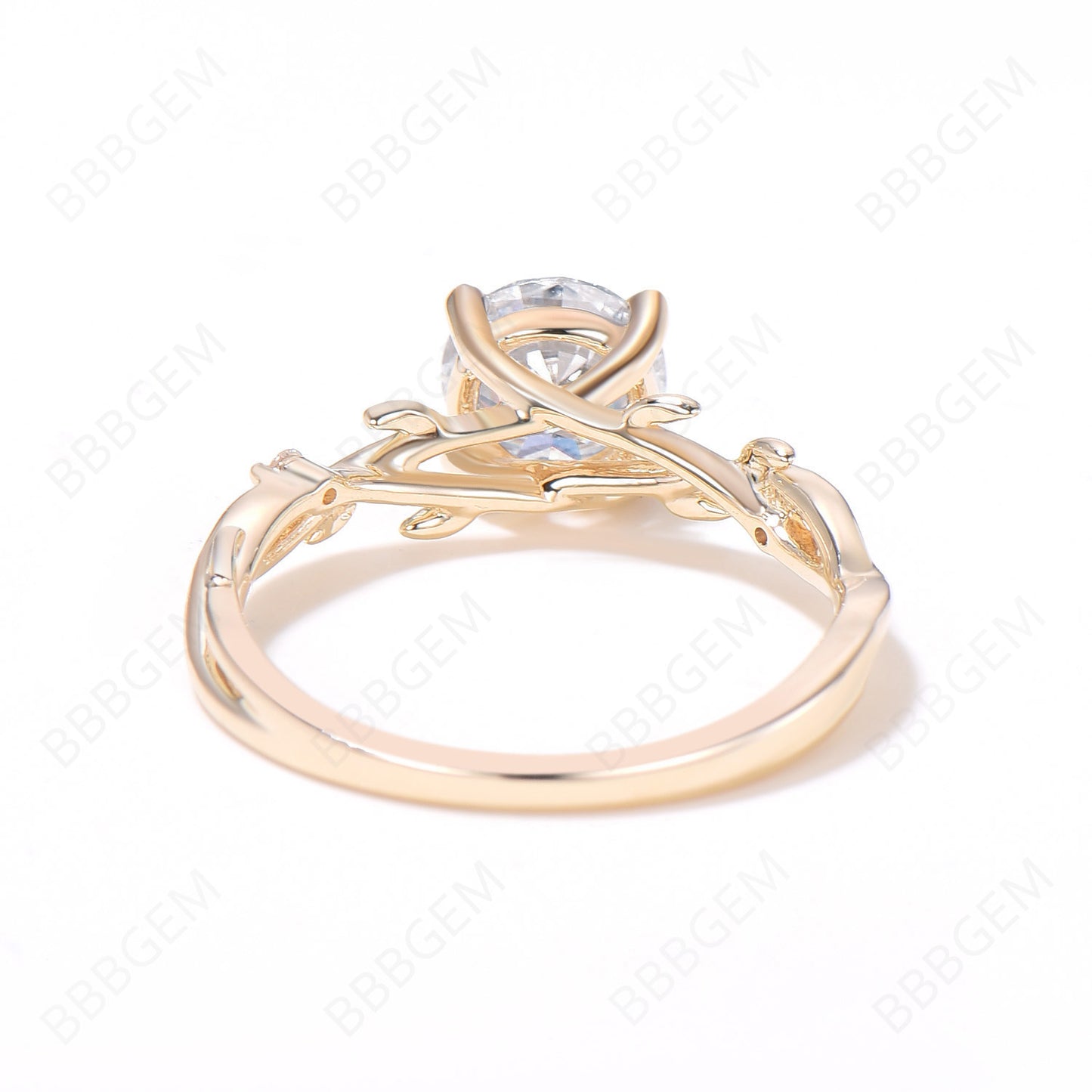 14K Gold 1CT Round Moissanite Ring Branch Vine Promise Ring