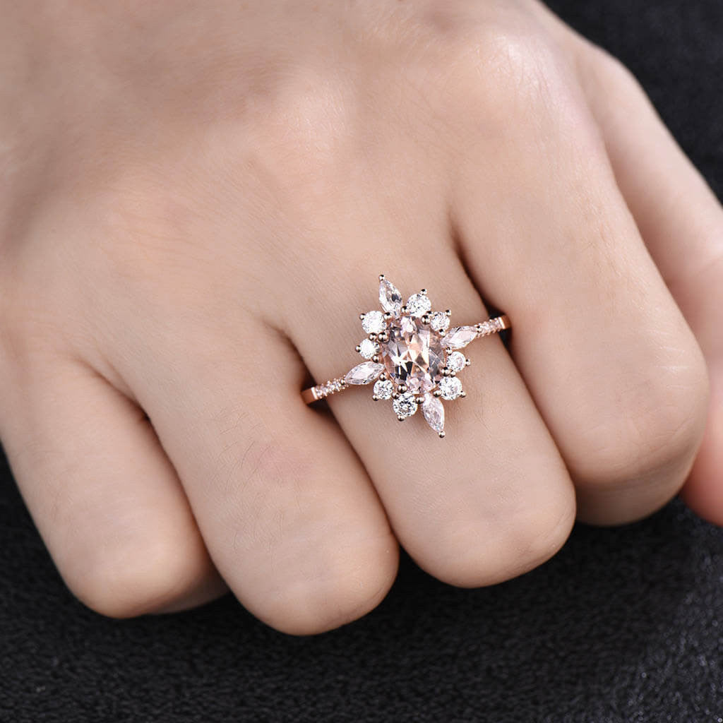 floral rose gold morganite ring 01