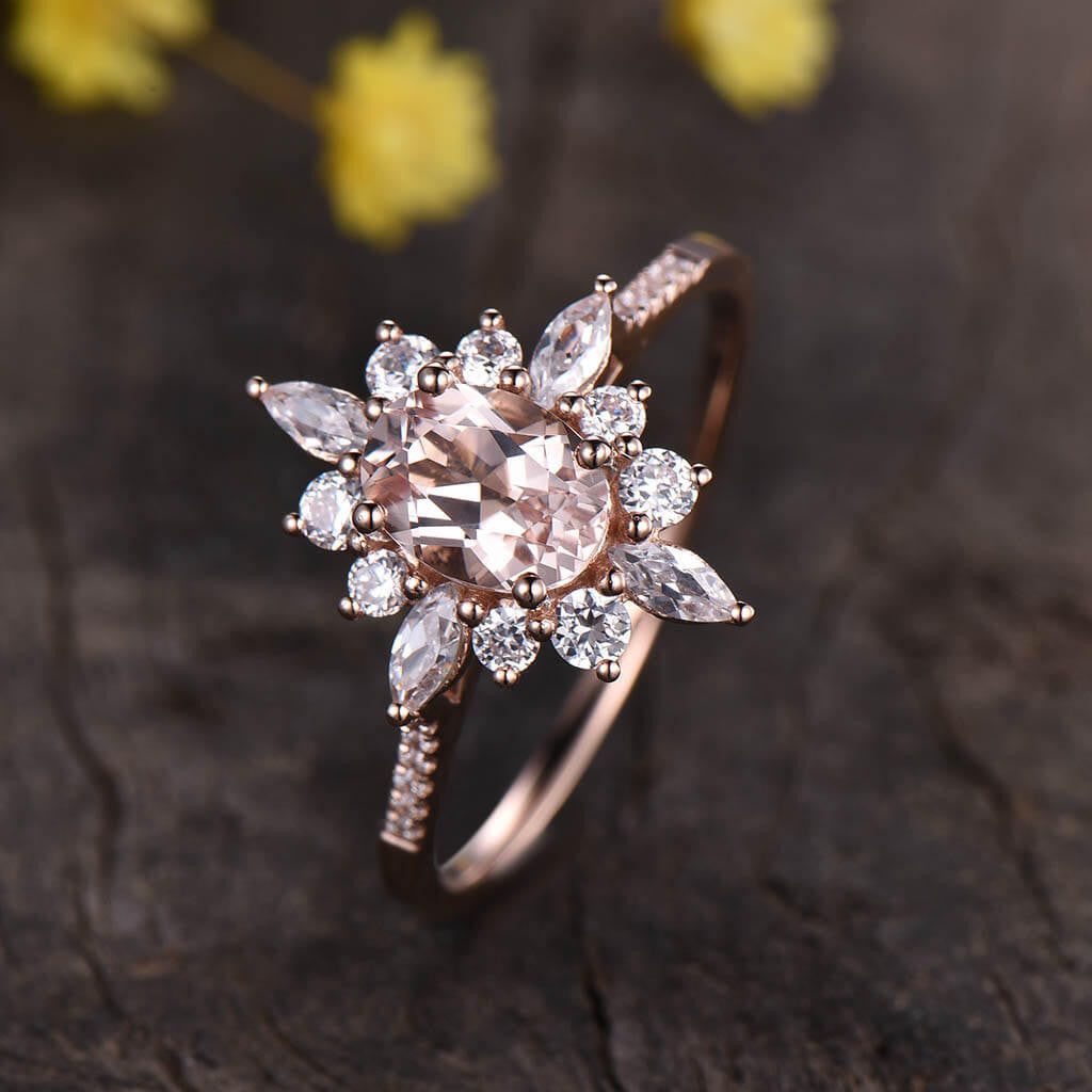 floral rose gold morganite ring 02