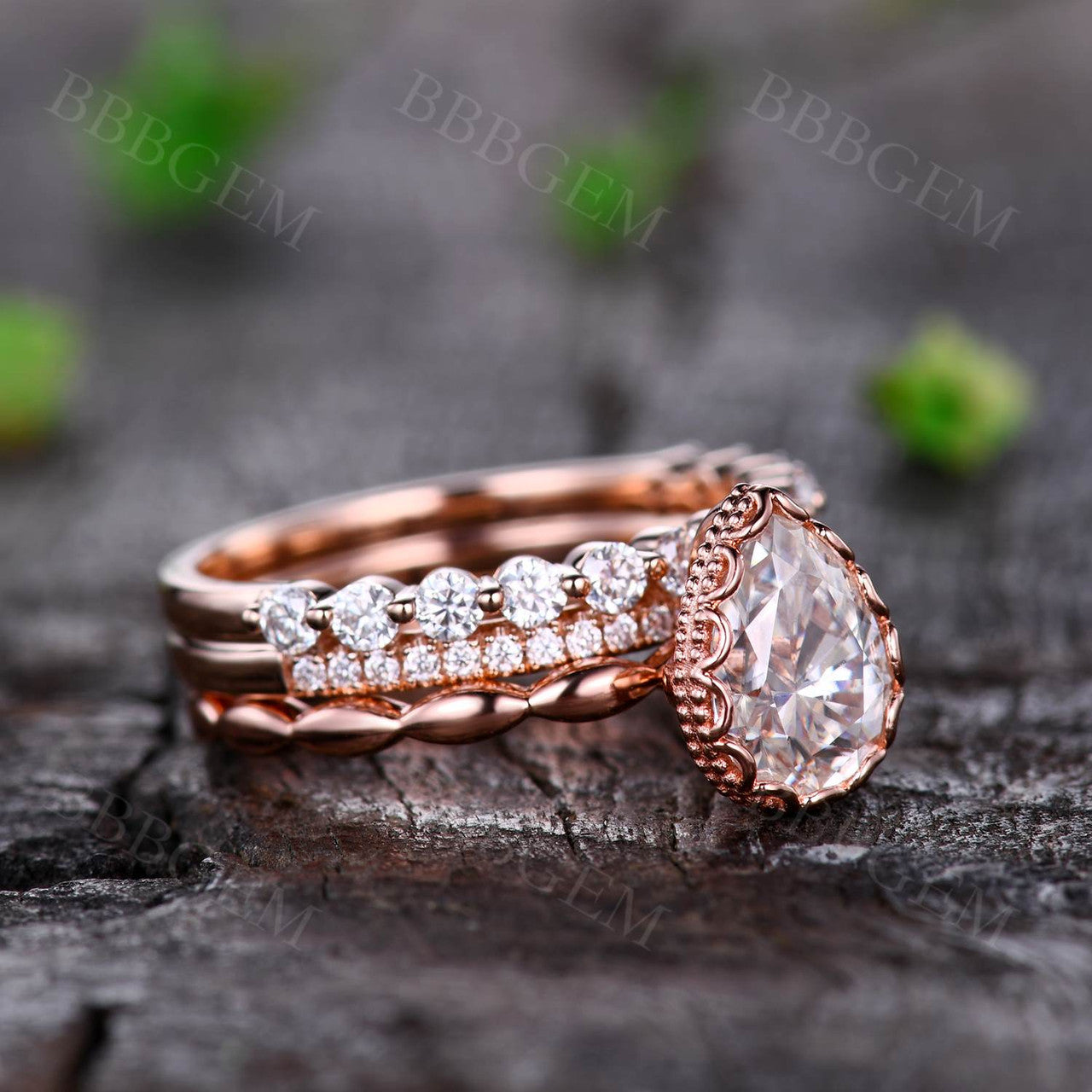 Rose Gold Moissanite Engagement Rings-BBBGEM Moissanite Engagement Rings