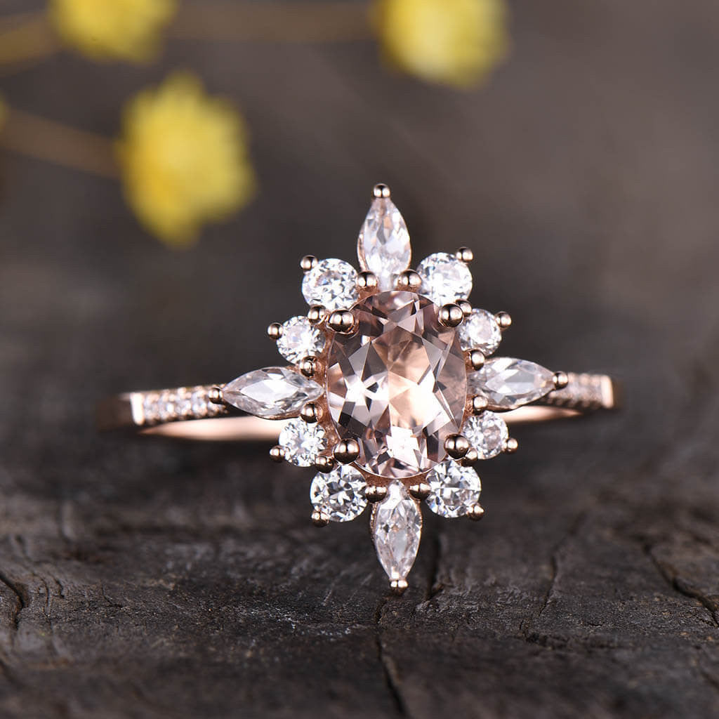 floral rose gold morganite ring 0