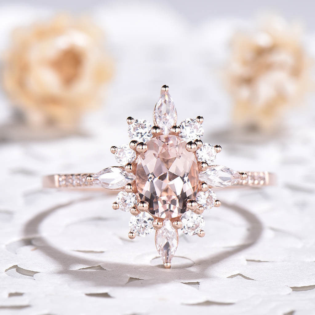 floral rose gold morganite ring 04