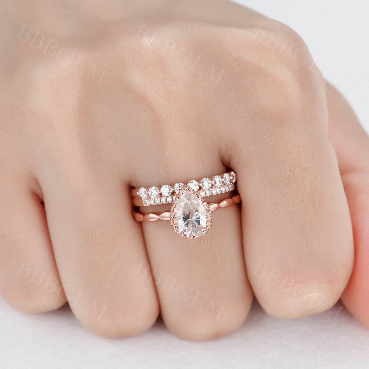 Moissanite Bridal Sets-BBBGEM Moissanite Engagement Rings