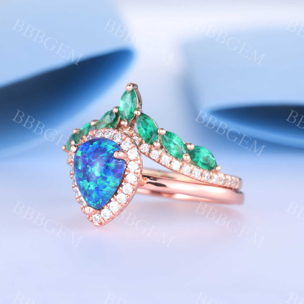 Blue Opal Rings-BBBGEM Blue Opal Rings