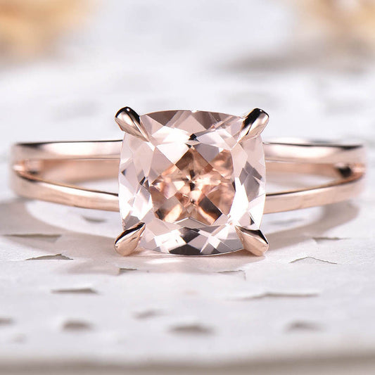 Solitaire Morganite Engagement Ring Split Shank 05