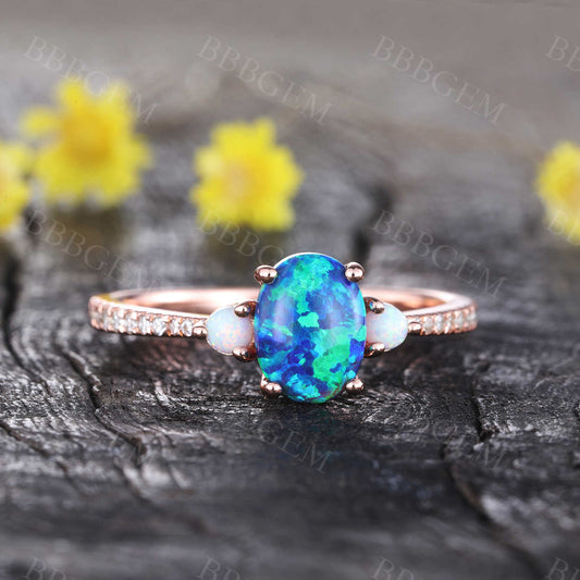 Black Opal Engagement Ring