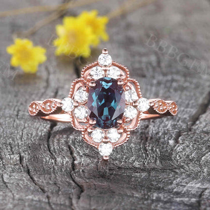 Vintage Filigree Alexandrite Engagement 0