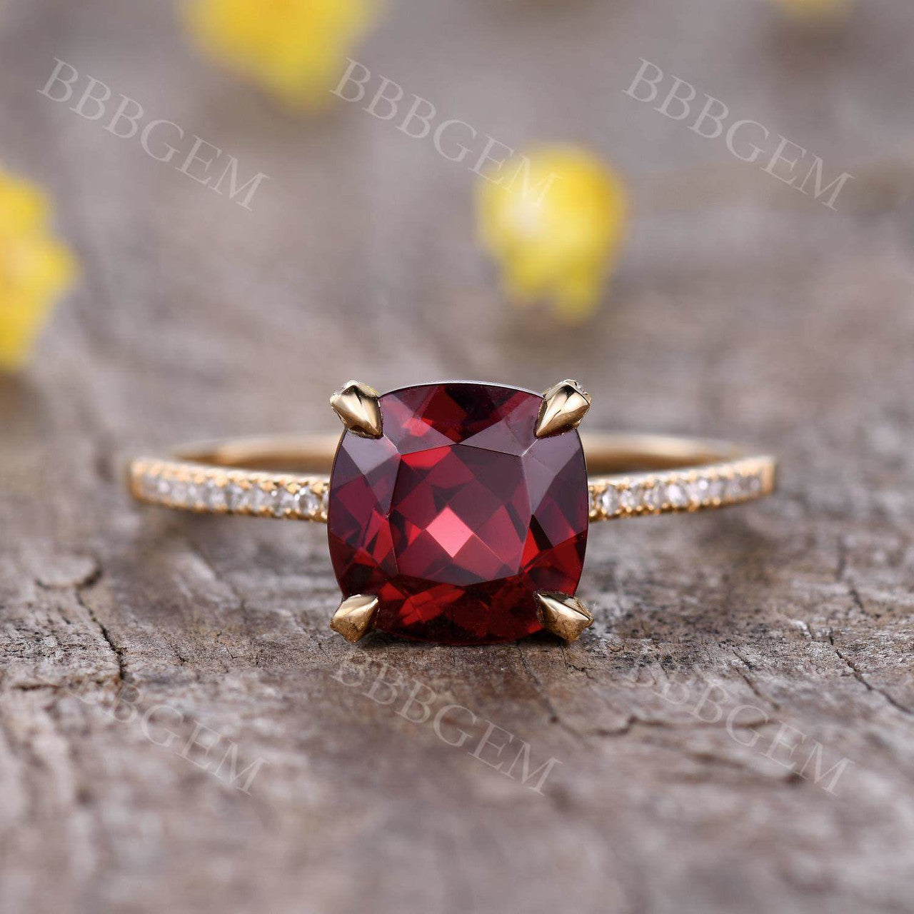 Garnet Engagement Ring-BBBGEM Garnet Engagement Ring