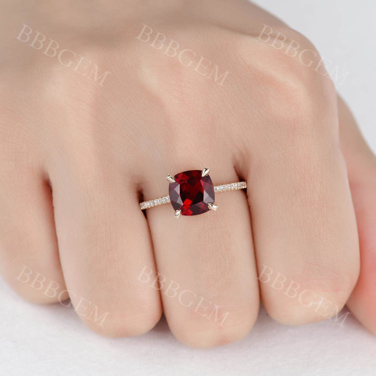 Cushion Cut Garnet Ring