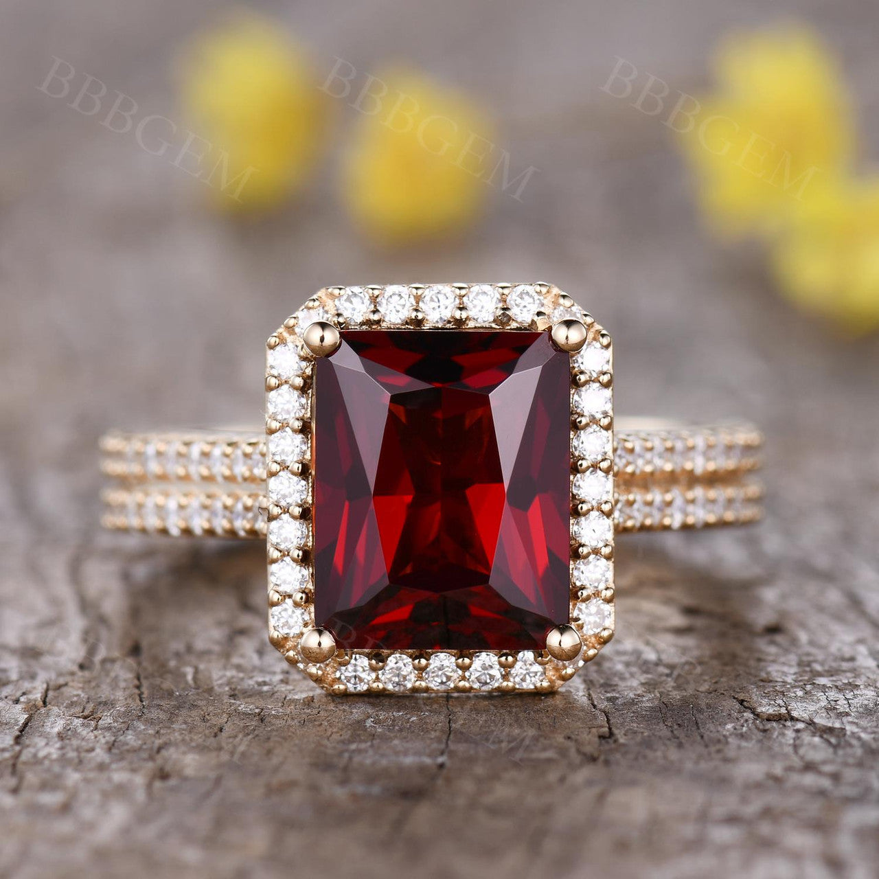 Garnet Engagement Ring-BBBGEM Garnet Engagement Ring