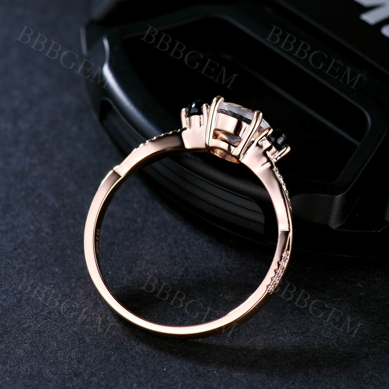 Rose Gold Moonstone Ring-BBBGEM Moonstone Engagement Ring