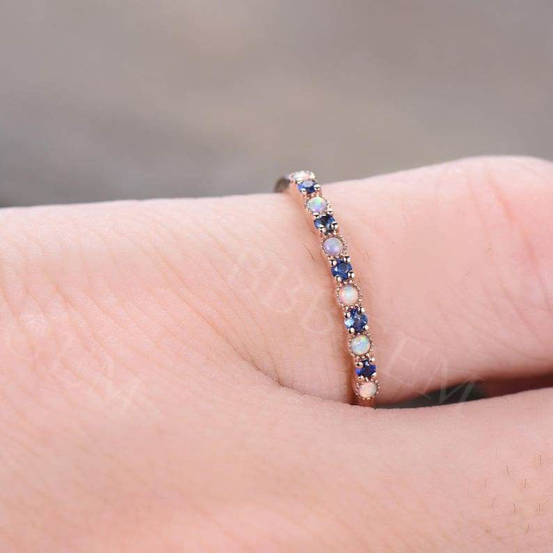 Rose Gold Opal Ring-BBBGEM Opal Wedding Rings