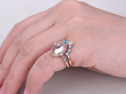 Moonstone Wedding Set-BBBGEM Moonstone Engagement Ring