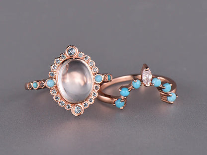 Moonstone Engagement Ring Set-BBBGEM Moonstone Engagement Ring