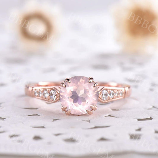 rose quartz ring-bbbgem rose quartz ring