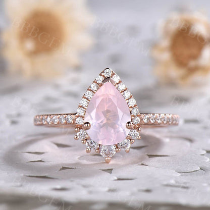 rose quartz gold ring-bbbgem rose quartz gold ring