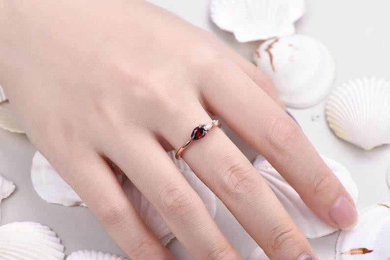 Pear Cut Garnet Ring- BBBGEM Garnet Ring