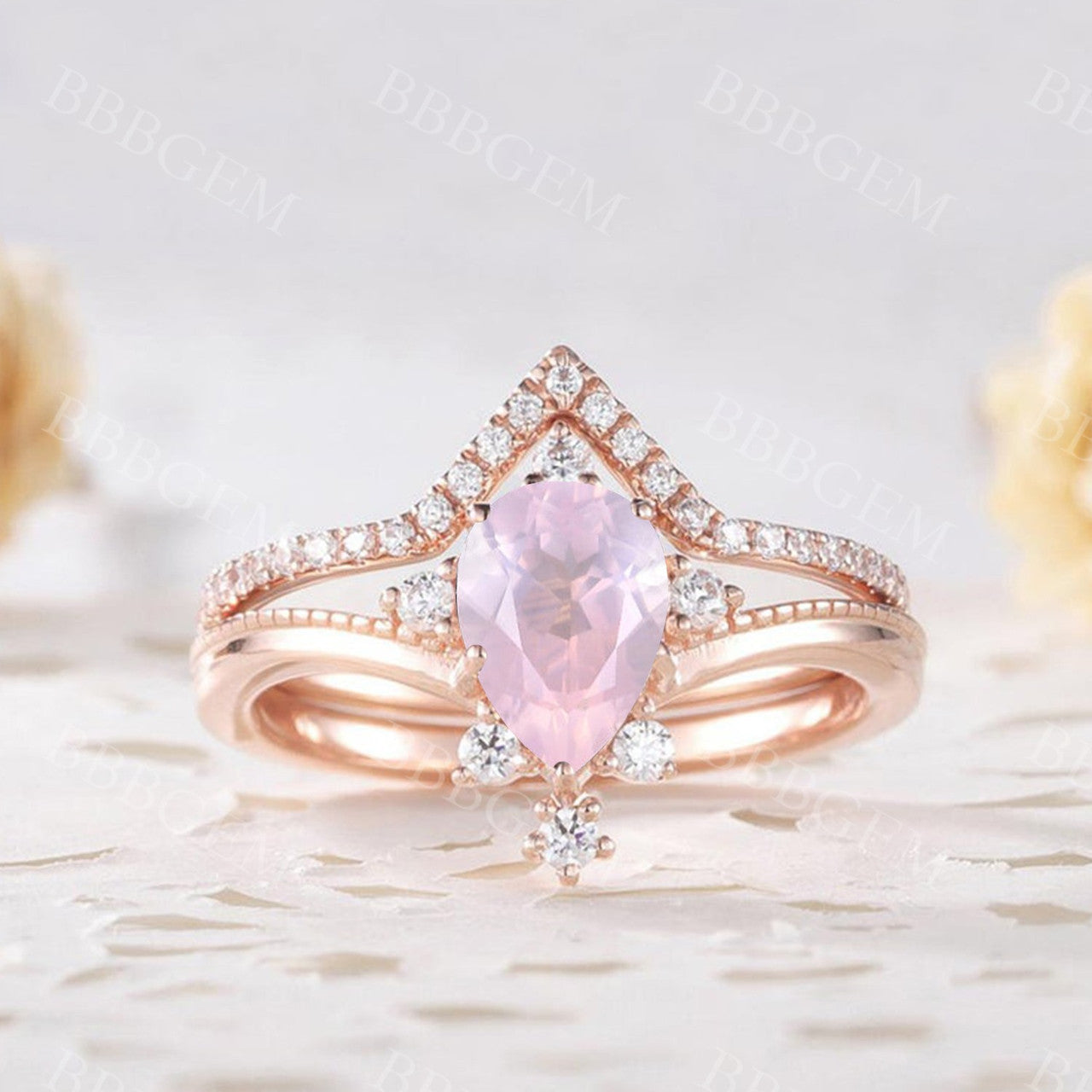 rose quartz ring-bbbgem rose quartz ring