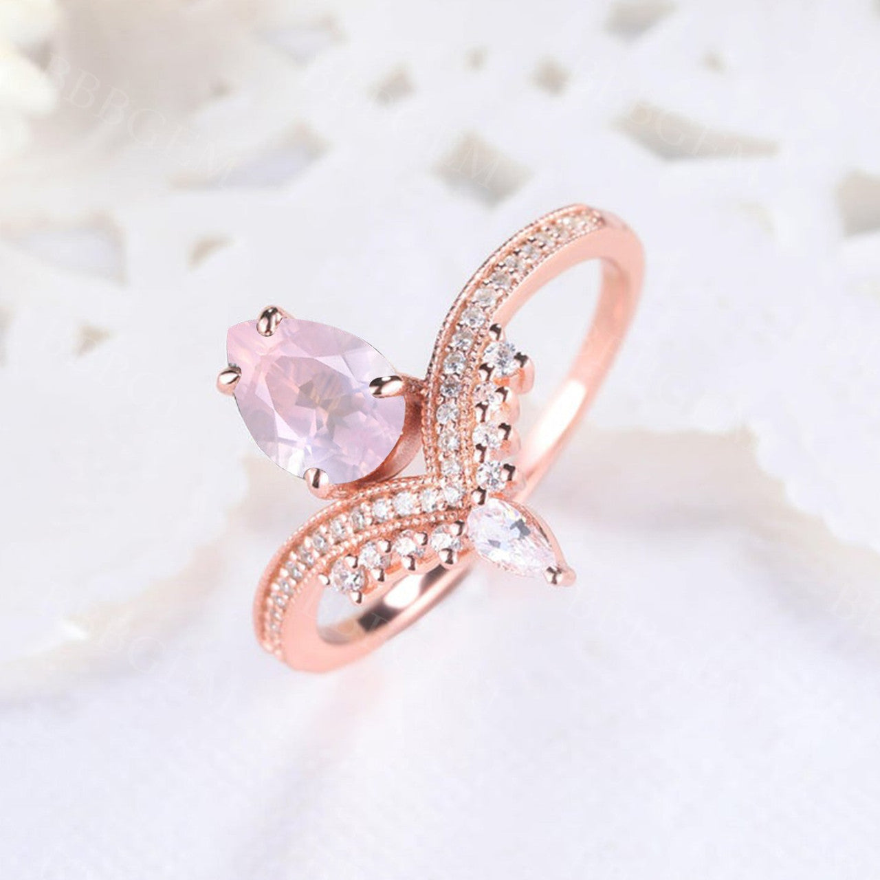 rose quartz ring in gold-bbbgem pink quartz ring gold